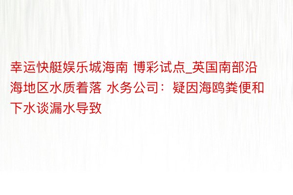 幸运快艇娱乐城海南 博彩试点_英国南部沿海地区水质着落 水务公司：疑因海鸥粪便和下水谈漏水导致
