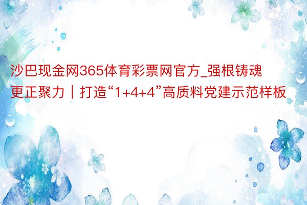沙巴现金网365体育彩票网官方_强根铸魂 更正聚力｜打造“1+4+4”高质料党建示范样板