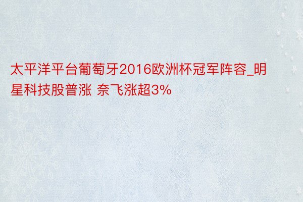 太平洋平台葡萄牙2016欧洲杯冠军阵容_明星科技股普涨 奈飞涨超3%