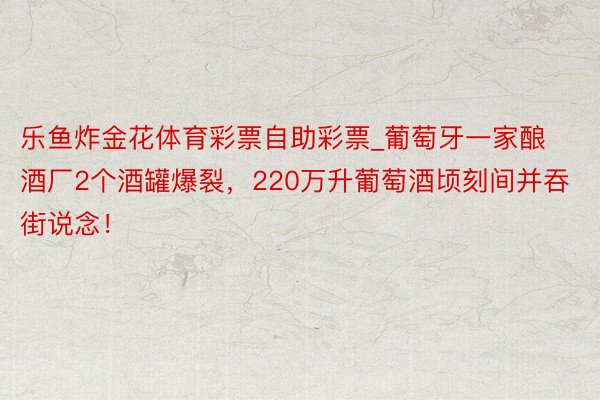 乐鱼炸金花体育彩票自助彩票_葡萄牙一家酿酒厂2个酒罐爆裂，220万升葡萄酒顷刻间并吞街说念！